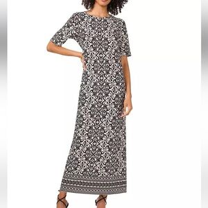 Vince Camuto Black and White Patterned Dress